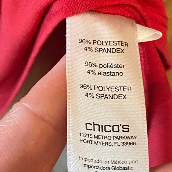 Chicos Red‎ Boat Neck 3/4 Sleeve Flowy Top Shirt Women's Size 2 - Picture 12 of 12